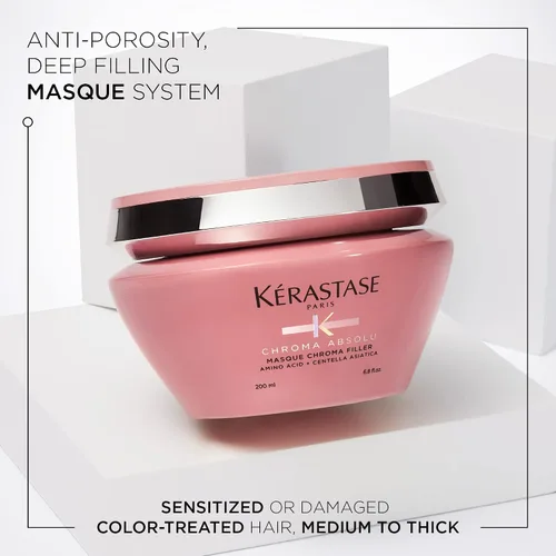 Vista 9 de Kerastase Chroma Absolu - Mascarilla para el cabello con relleno profundo antiporosidad Para cabello teñido dañado Fortalece e hidrata Con