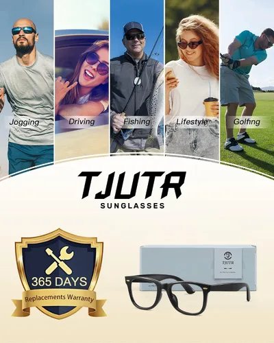 Vista 6 de TJUTR Lentes de sol fotocromáticos para hombres y mujeres lentes de policarbonato y revestimiento AR lentes de bloqueo de luz azul de transición