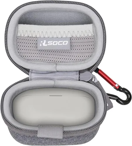Vista 8 de RLSOCO Funda de transporte para Sony WF-1000XM4 líder en la industria con cancelación de ruido verdaderamente inalámbricos auriculares - Negro