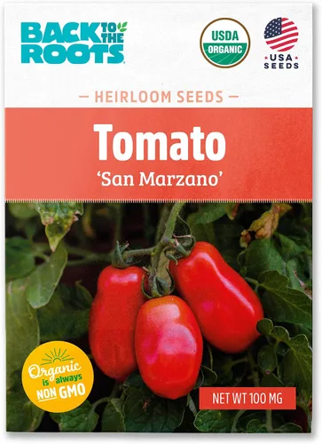 Vista 8 de Back to The Roots Paquete de semillas 100% orgánicas - Tomate 'Big Rainbow' 100mg Paquete de Semillas de 2ct - Tomate 'San Marzano