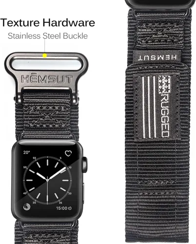 Vista 6 de Hemsut Compatible con Correa de Apple Watch, Correa Deportiva de Nylon Super Resistente con Diseño de Bucle Tejido para iWatch