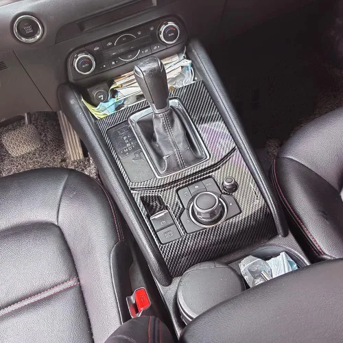 Vista 3 de AOKIO Cubierta de Panel Trim de Palanca de Cambios de Consola Central Interior para Accesorios Mazda CX5 CX-5 2017 2018 2019 2020 2021 2022 2023