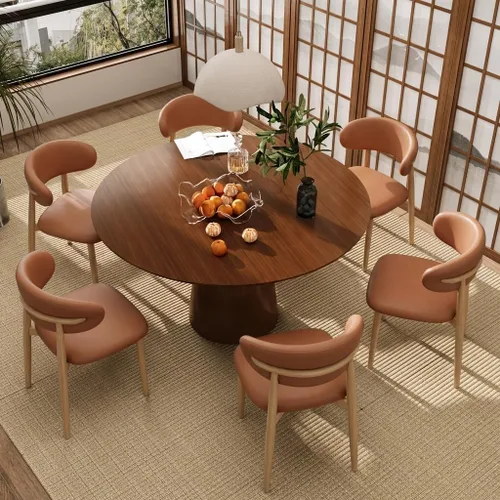 Vista 20 de Juego de 2 sillas de comedor para cocina, tapizadas, modernas, de cuero, original/beige