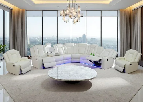 Vista 13 de Juego de sofá modular reclinable eléctrico con luz LED, sofás seccionales de cuero, juegos de muebles de sala de estar, modernos juegos de sofá