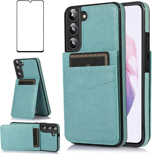 Vista 11 de Asuwish Funda de teléfono para Samsung Galaxy S22 Plus/S22+ con protector de pantalla de vidrio templado y tarjetero para tarjetas de crédito