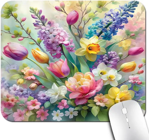 Vista 60 de Alfombrilla de mouse con diseño de avión volando sobre jardín, oficina/para juegos, 24 x 20 cm, alfombrilla antideslizante para escritorio, paisaje