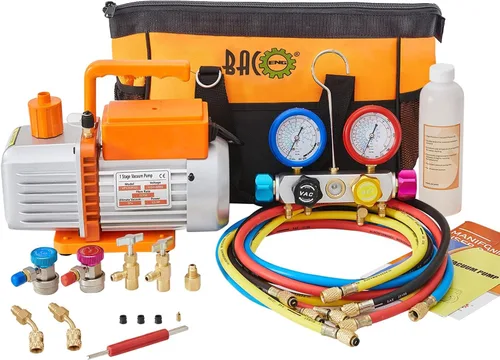 Vista 10 de BACOENG Juego de bomba de vacío y medidor de CA R32, kit de bomba de vacío HVAC de 4 CFM para sistema Mini Split, motor sin chispas