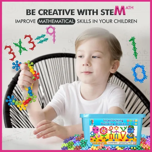 Vista 8 de Curious 2 Learn Bloques de construcción de 300 unidades – Juguetes STEM para la creatividad – Regalo de cumpleaños para niños de 4 años – Juego