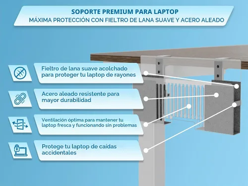 Vista 5 de Soporte vertical para portátil de montaje lateral para almacenamiento de escritorio, se adapta a