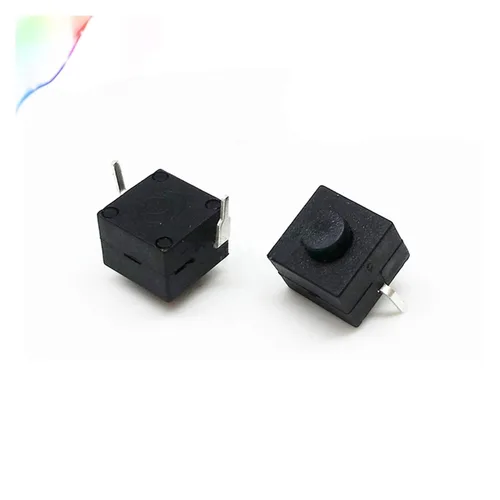Vista 2 de Industrial Switches 5pcs Small Micro self Locking Small Micro self Locking 8 * 8 * 8.4 2 feet wit 2 feet with Lock Light Touch Switch Button Black
