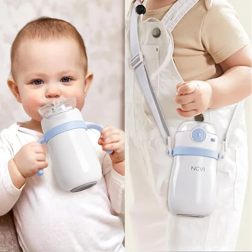 Vista 3 de NCVI Botella de agua para niños pequeños, de acero inoxidable, taza para Azul