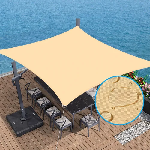 Vista 8 de Toldo tipo vela con kit de herramientas, impermeable, 6.5 x 10 pies, rectangular, con bloqueo UV, refugio para patio al aire libre, patio, césped