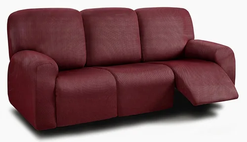 Vista 56 de ULTICOR Fundas para sofá reclinable de 8 piezas, fundas elásticas con hilo teñido para sofá reclinable de 3 cojines, gruesas, suaves y lavables Gris
