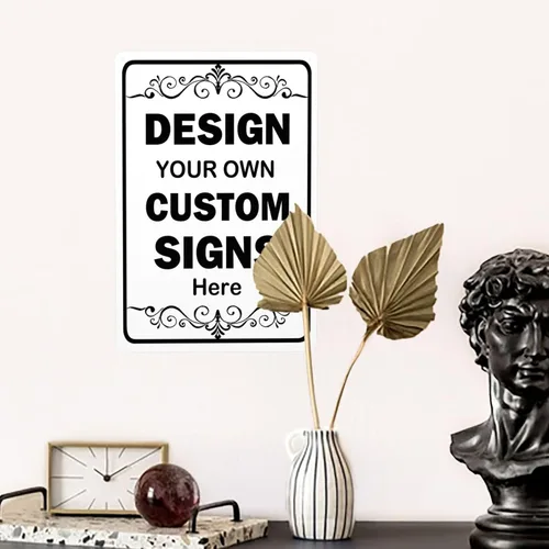 Vista 5 de Letreros personalizados para añadir tu texto, imagen, logotipo, letreros metálicos personalizados para negocios, lugar de trabajo, oficina, hogar