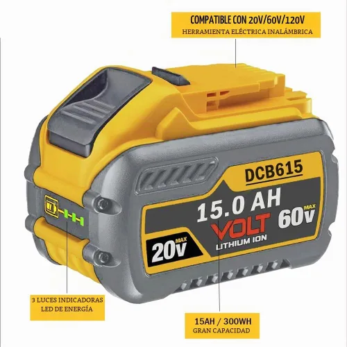 Vista 3 de Reemplazo para baterías Dewalt de 60 voltios DCB609 DCB612 DCB612 DCB615 de 20 V y 60 V, compatible con herramientas eléctricas originales de 20