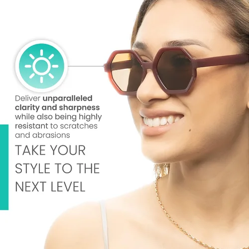 Vista 3 de 2SeeLife Gafas de sol hexagonales de gran tamaño para mujer con protección solar completa, gafas de sol resistentes para mujer, tonos retro