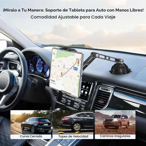 Vista 2 de PLDHPRO - Soporte para tablet para tablero de automóvil y parabrisas, soporte de iPad con ventosa para camión, se adapta a iPad Pro Air Mini Galaxy