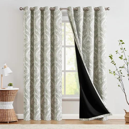 Vista 33 de jinchan Cortinas de lino texturizadas para oscurecer la sala de estar, 54 pulgadas de largo, cortinas de medallón para dormitorio, tratamientos