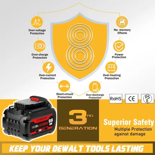 Vista 10 de DCB606 20v/60v 9.6Ah Reemplazo para batería Dewalt Flex-Volt DCB609 DCB612 DCB615, compatible con Dewalt 20V y 60V MAX herramienta eléctrica