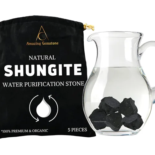 Vista 12 de Piedras de Shungit Crudas de Amazing Gemstone, Piedras de Shungit Reales para Purificación de Agua - 4-10mm Piedra Shungit Original (0.45 kg)