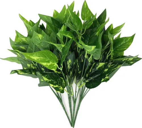 Vista 9 de CATTREE Arbustos artificiales, plantas de plástico, hierba de bambú, arbustos verdes falsos, hojas verdes, bodas, interiores, exteriores, hogar