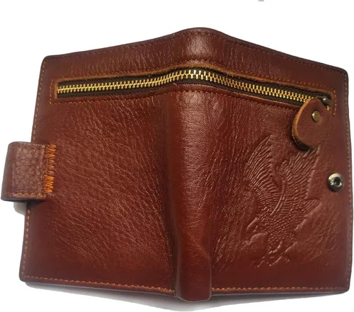 Vista 149 de Hombres Cool Eagle Wolf Caballo Totem Cuero Vaca Vertical Cartera Cremallera Multi-tarjeta Titular, Tótem de caballo, Minimalista