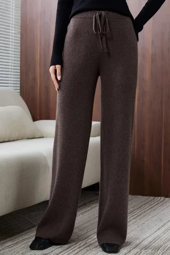 Vista 6 de LINY XIN Pantalones acanalados 100 % lana para mujer, cintura alta, casual, largos, para yoga, para mujer