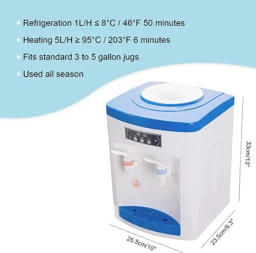 Vista 6 de Dispensador de enfriador de agua para botella de 5 galones, dispensador de agua fría caliente para encimera, dispensador de agua de carga superior