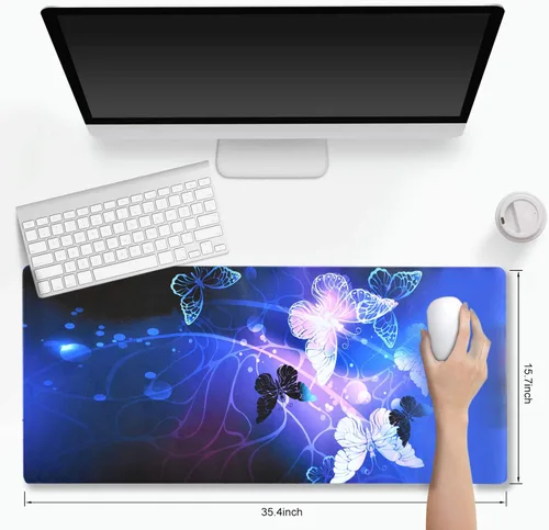 Vista 2 de Alfombrilla de mouse extendida para juegos, alfombrilla de escritorio grande con base de goma antideslizante, para computadora, laptop, teclado