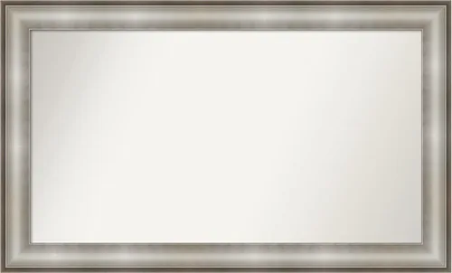 Vista 112 de Amanti Art Espejo de baño plateado para sobre el fregadero, 28 x 37 pulgadas, elegante espejo rectangular de peltre cepillado, marco de madera