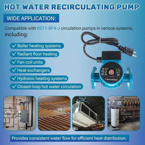 Vista 4 de 0011-F4 Hot Water Circulator Pump 1/8 HP 115V Compatible with Taco