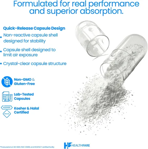 Vista 4 de HealthFare Cápsulas de citrato de magnesio de 500 mg 90 píldoras veganas Suplemento mineral esencial de alta absorción Fórmula extra fuerte