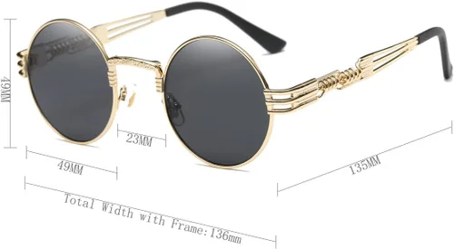 Vista 71 de Dollger Gafas de sol redondas Steampunk con marco de metal