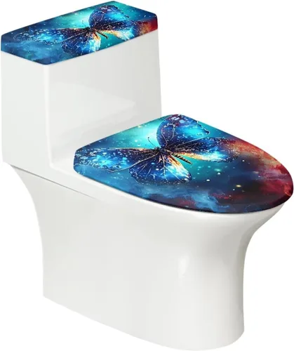Vista 21 de Flashideas Juego de cubierta para tanque y tapa de inodoro con estampados de patas de perro coloridas - Elástico, se adapta a la mayoría de tanques