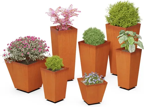 Vista 7 de Construye tu propia maceta de acero Corten – Elige tamaño, fondo, drenaje 12 a 48 pulgadas de diámetro Maceta redonda personalizada de acero