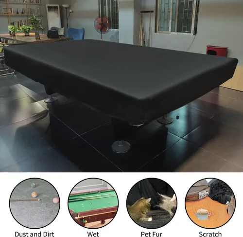 Vista 5 de Cubierta de Mesa de Billar de 7 Pies, Cubierta Impermeable y Resistente a Desgarros para Mesa de Billar con Bolsa de Almacenamiento, Protección