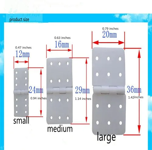 Vista 6 de skrnrhrery Bisagras de nailon, 3 tamaños disponibles, adecuadas para modelos de avión a control remoto, piezas de avión de ala fija, modelo de avión