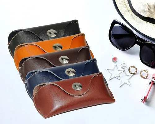 Vista 7 de DK86 Funda de cuero genuino para gafas de sol, para hombres y mujeres