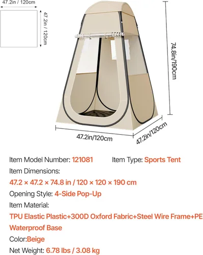 Vista 7 de VEVOR Pop up Sports Tent, 8 Sizes Optional Clear Bubble Tent for 1-6 Person, Waterproof Outdoor Pod with Floor Mat & Top Cover, Garden Igloo Dome