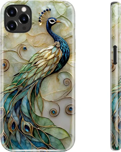 Vista 120 de LUHOURI Funda para iPhone 12 Mini, compatible con carga inalámbrica, doble capa, interior de silicona suave + carcasa exterior dura, bonito diseño