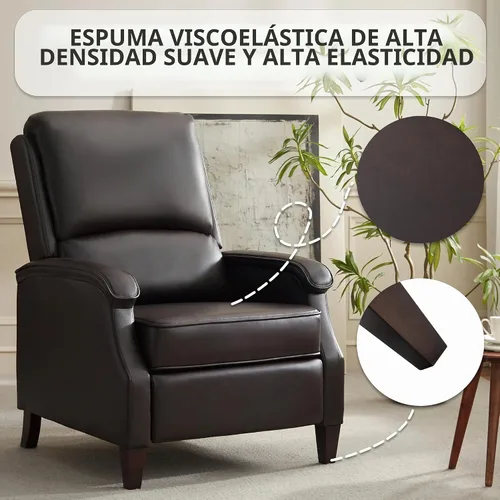 Vista 5 de VKNOW Silla reclinable de piel sintética con respaldo ajustable, color Marrón (Chestnut Brown)