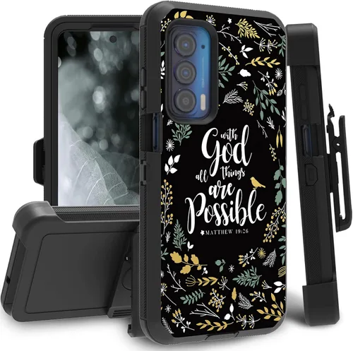 Vista 67 de Funda para Motorola Edge 2021 / Moto Edge 5G UW, protección resistente de 3 capas híbridas a prueba de golpes con funda de clip para cinturón