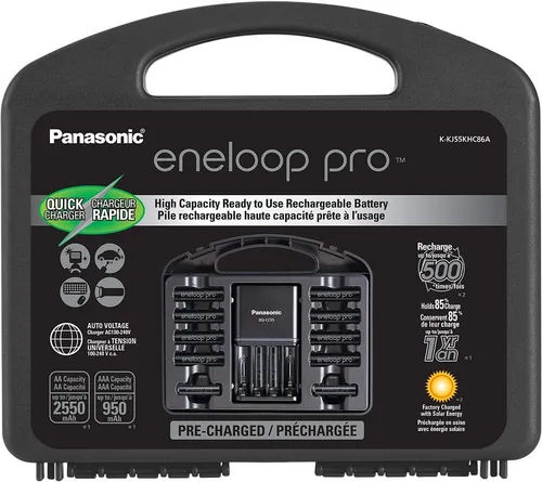 Vista 2 de Panasonic K-KJ55KHC86A Eneloop pro - Baterías recargables de alta capacidad 8AA, 6AAA y Panasonic BK-4HCCA12FA pro AAA de alta capacidad Ni-MH
