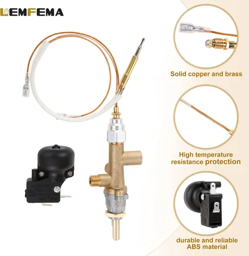 Vista 5 de Reparación de calentador de patio de gas propano, piezas de repuesto para sensor de termopar y controles de interruptor de volcado, kit