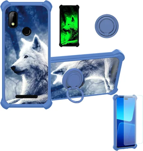 Vista 9 de jioeuinly Cricket Ovation 2 - Funda compatible con AT&T Maestro Max (2021), con protector de pantalla de vidrio templado, policarbonato duro +