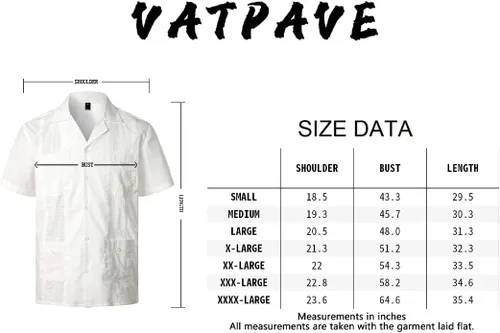 Vista 7 de VATPAVE Camisas de guayabera cubana con botones de manga corta para hombre