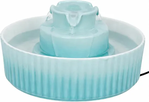 Vista 16 de Fuente de agua de cerámica para gatos, fuente de agua para mascotas con 3 filtros de carbono y 2 bombas de agua, dispensador automático de agua