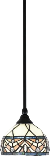 Vista 31 de Toltec Lighting Tallo Colgado Mini colgante, acabado de cobre negro, 3.5" cuadrado humo burbuja vidrio