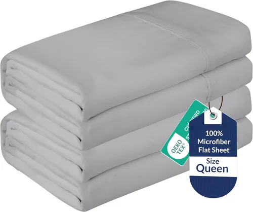 Vista 77 de Royale Linens Juego de 6 sábanas encimeras a granel, sábanas superiores, microfibra suave de 1800, resistente a las arrugas y a las manchas