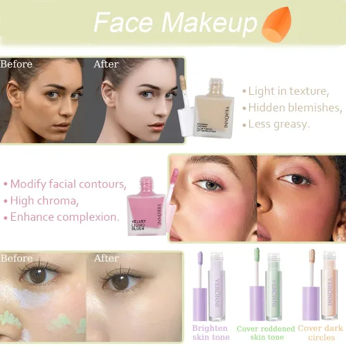 Vista 4 de Kit completo de maquillaje para mujer, kit de maquillaje todo en uno con sombra de ojos, delineador de ojos, cejas, brillo de labios, maquillaje